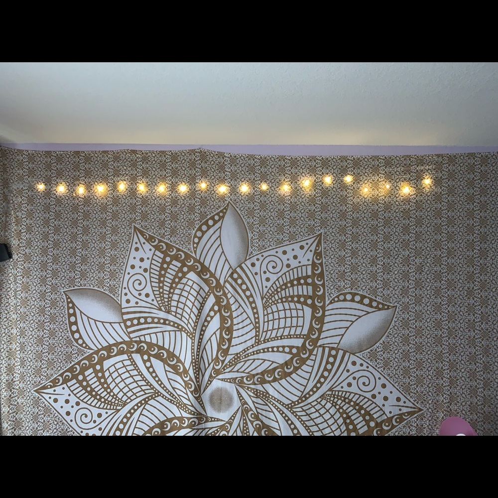 Huge gold tapestry with lights